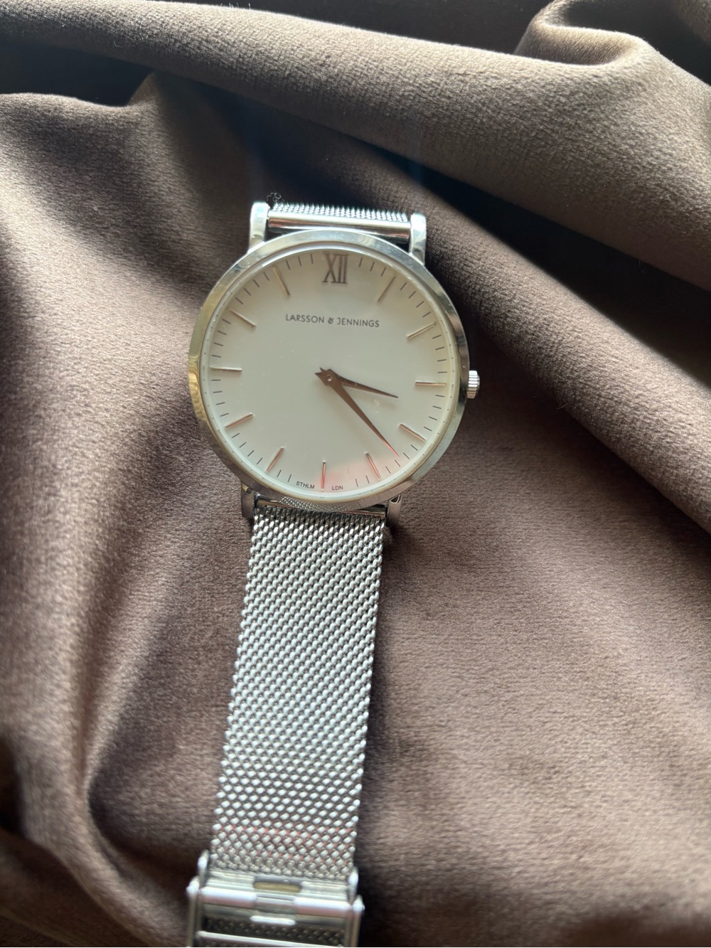 Larsson & Jennings Silver Mesh Women's Watch - White Dial